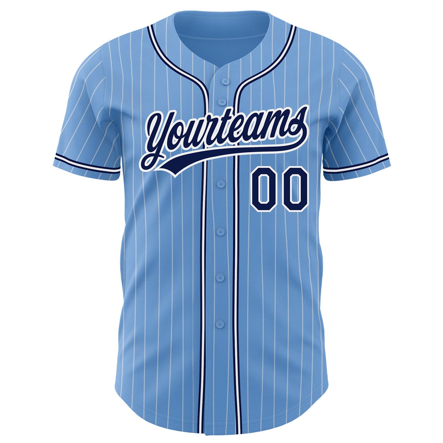 Custom Light Blue White Pinstripe Navy Authentic Baseball Jersey - Sky-Custom