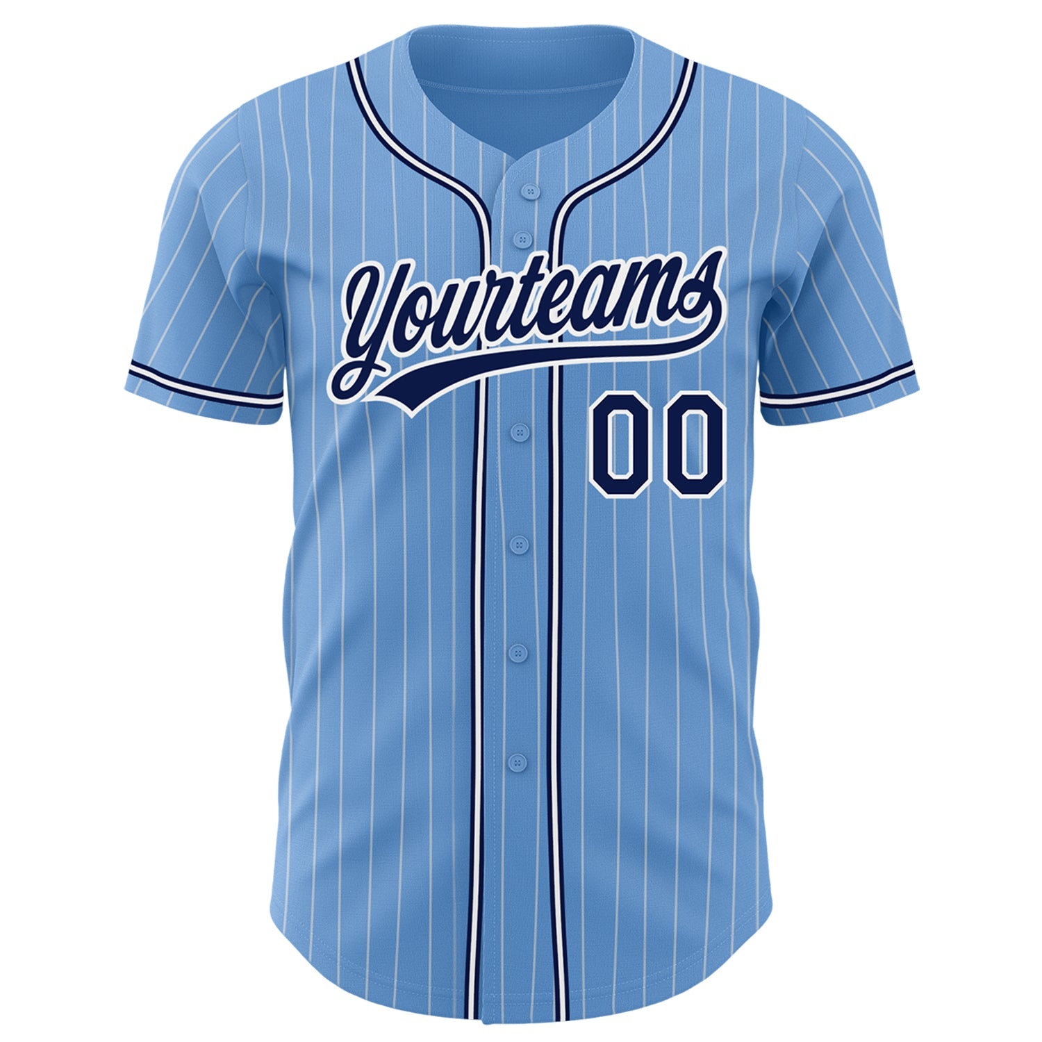 Custom Light Blue White Pinstripe Navy Authentic Baseball Jersey - Sky-Custom