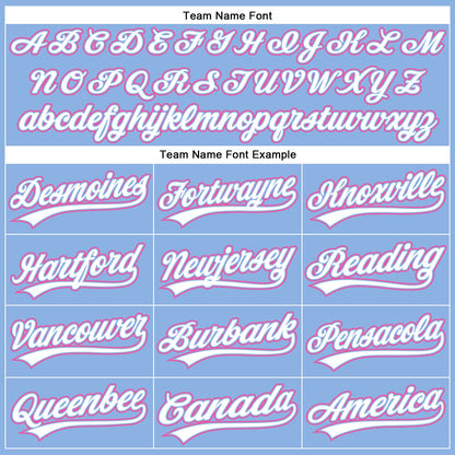 Custom Light Blue White Pinstripe Pink Authentic Baseball Jersey - Sky-Custom
