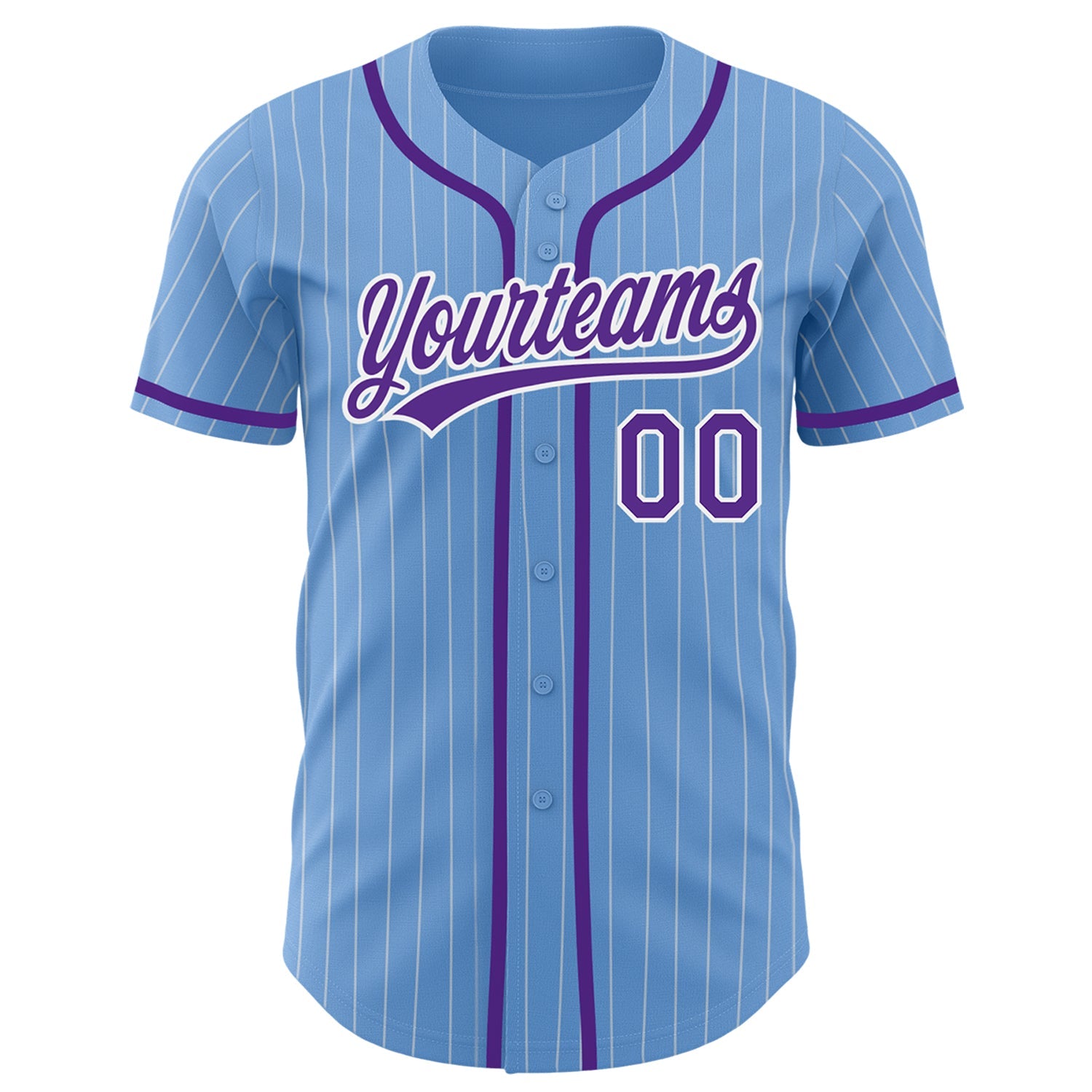 Custom Light Blue White Pinstripe Purple Authentic Baseball Jersey - Sky-Custom