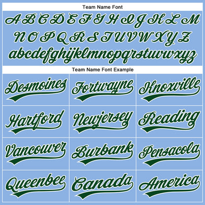 Custom Light Blue White Pinstripe Green Authentic Baseball Jersey - Sky-Custom