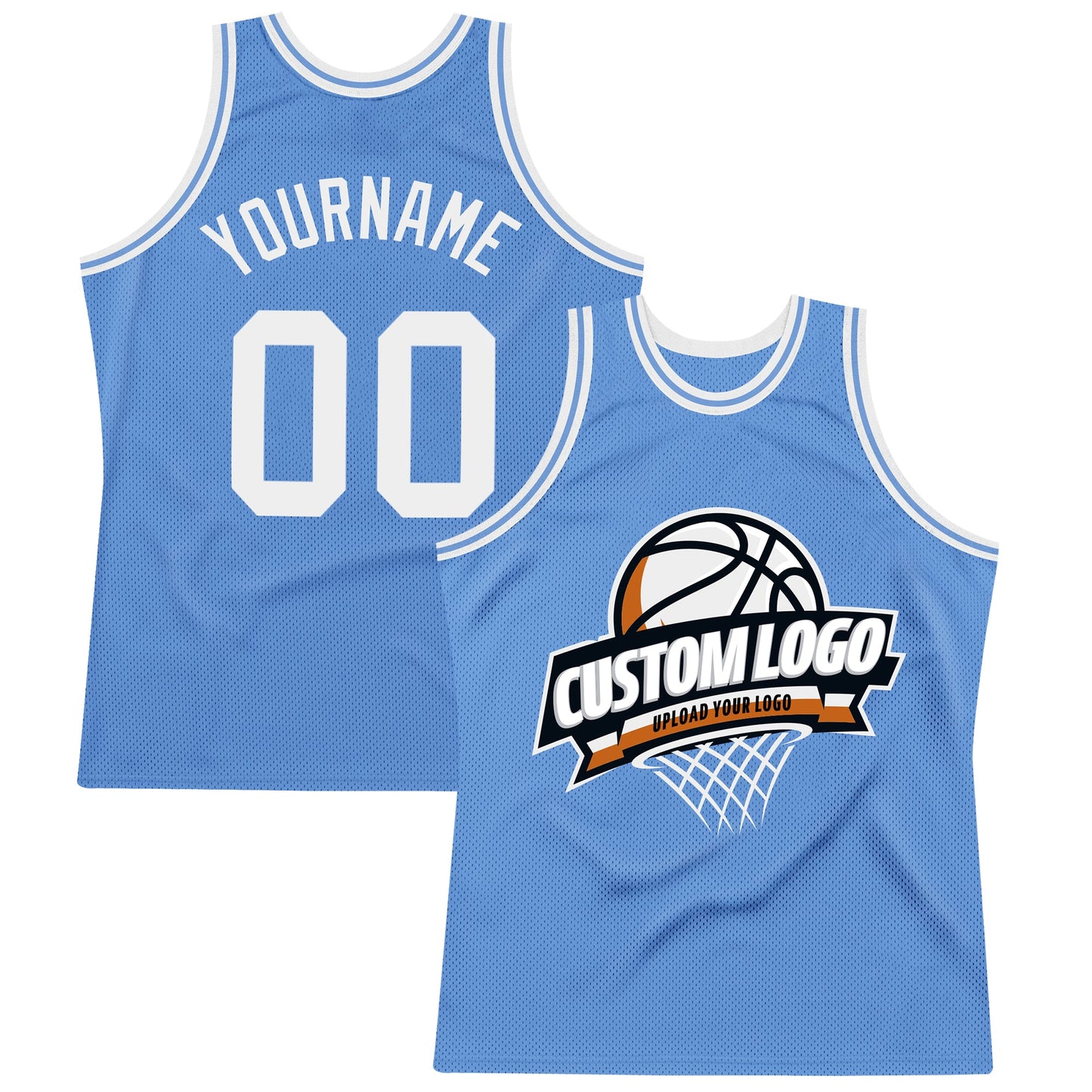 Custom Light Blue White Authentic Throwback Basketball Jersey - Sky-Custom