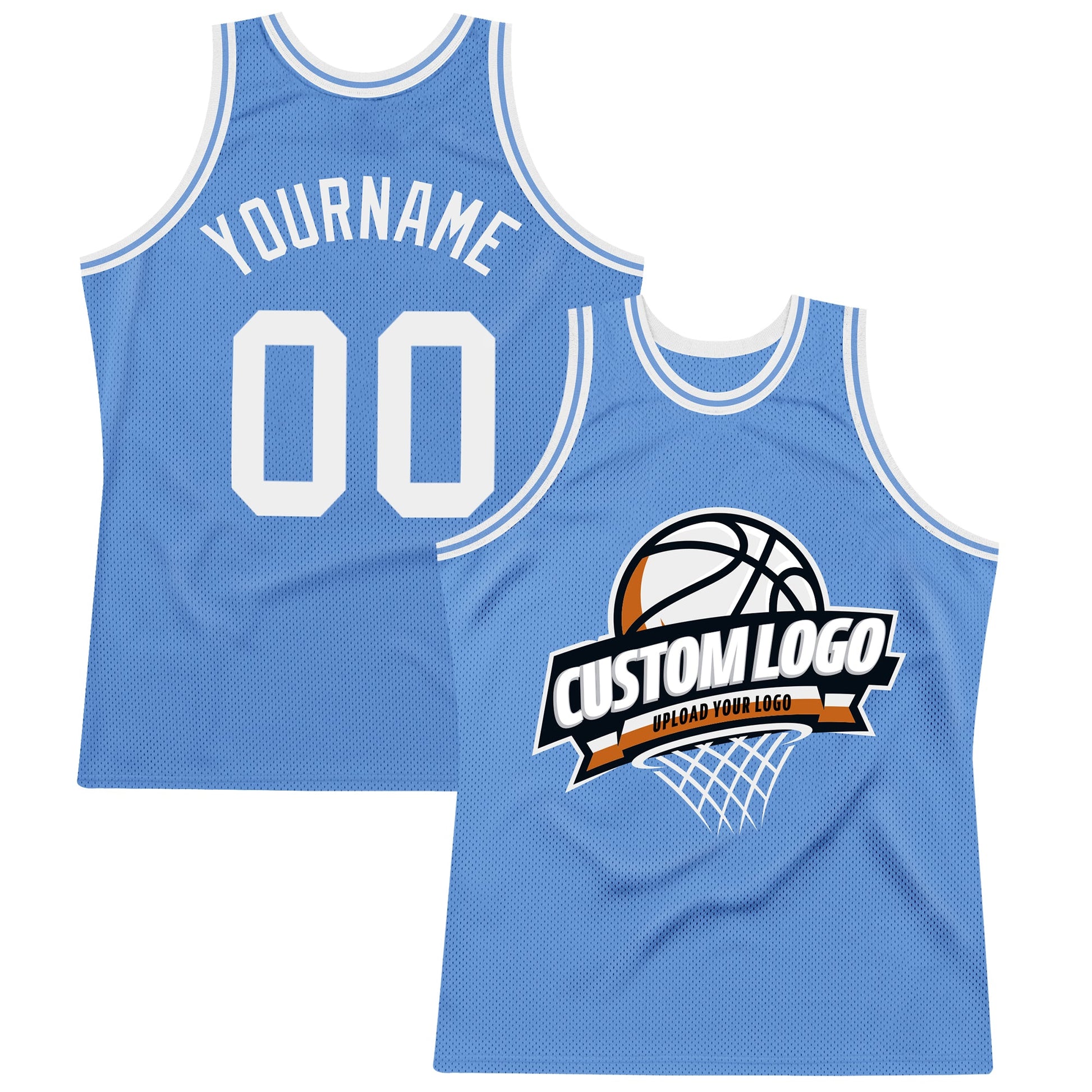 Custom Light Blue White Authentic Throwback Basketball Jersey - Sky-Custom