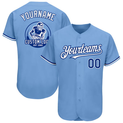 Custom Light Blue Royal-White Authentic Baseball Jersey - Sky-Custom