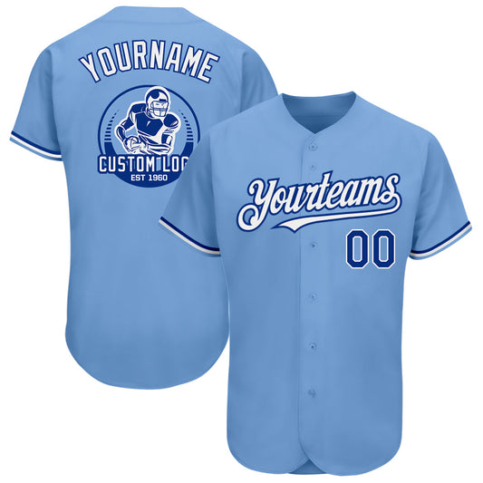 Custom Light Blue Royal-White Authentic Baseball Jersey - Sky-Custom