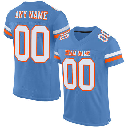 Custom Light Blue White-Orange Mesh Authentic Football Jersey - Sky-Custom