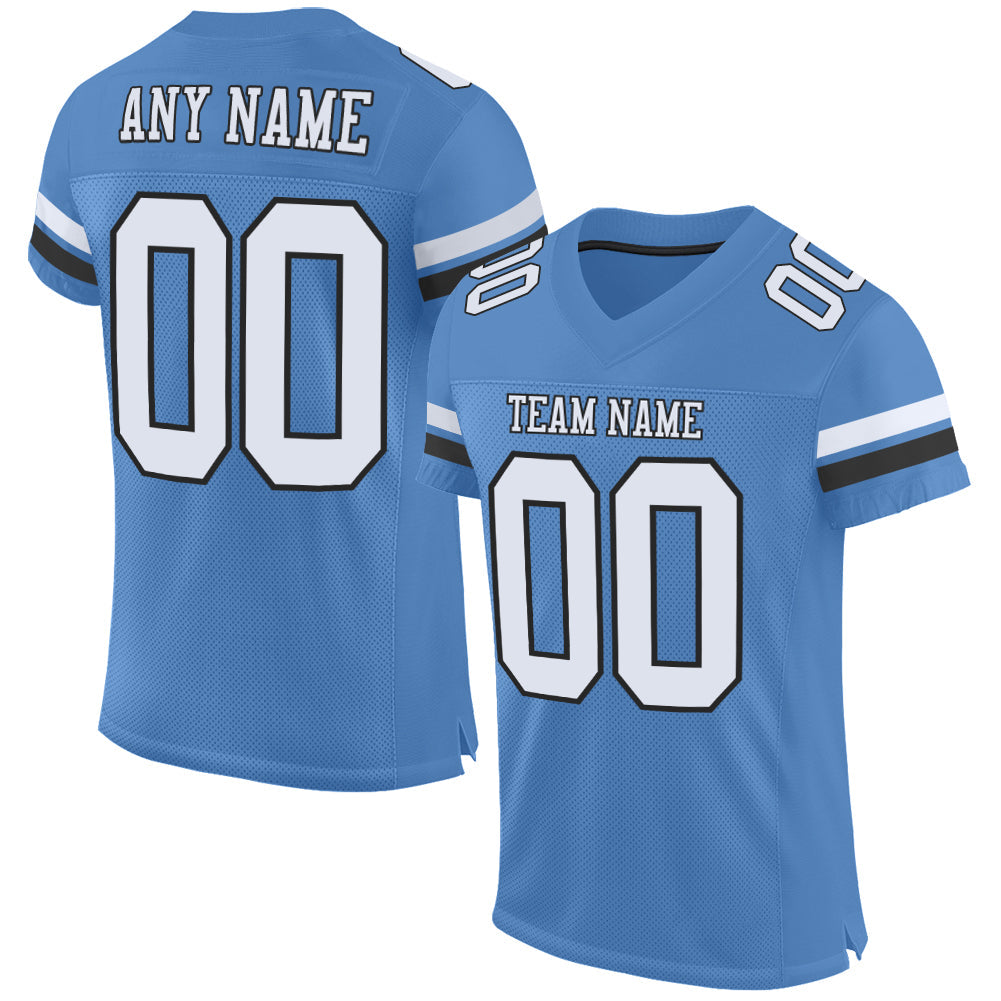 Custom Light Blue White-Black Mesh Authentic Football Jersey - Sky-Custom