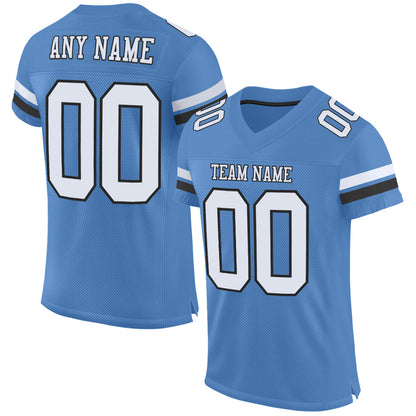 Custom Light Blue White-Black Mesh Authentic Football Jersey - Sky-Custom