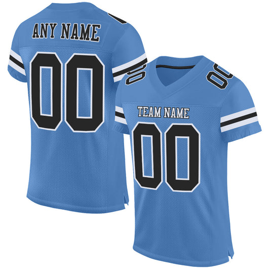 Custom Light Blue Black-White Mesh Authentic Football Jersey - Sky-Custom