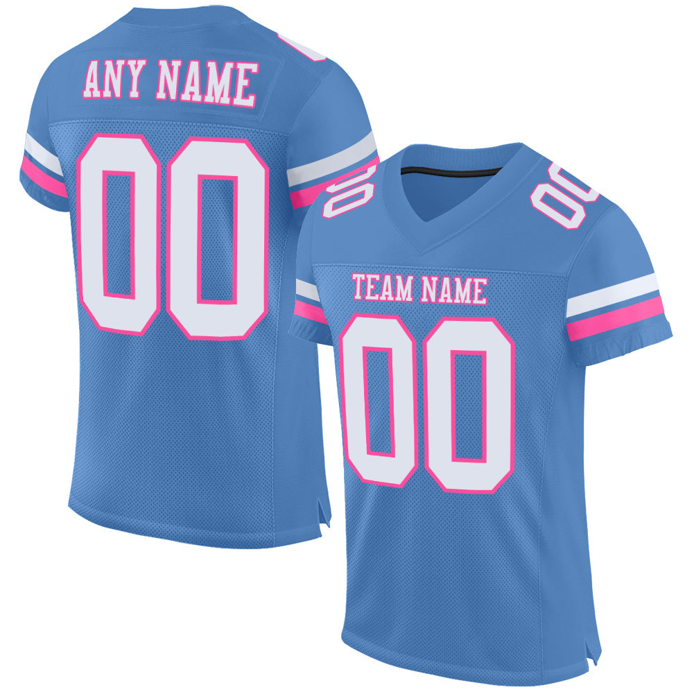 Custom Light Blue White-Pink Mesh Authentic Football Jersey - Sky-Custom