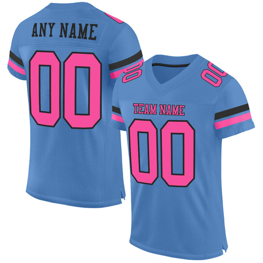 Custom Light Blue Pink-Black Mesh Authentic Football Jersey - Sky-Custom