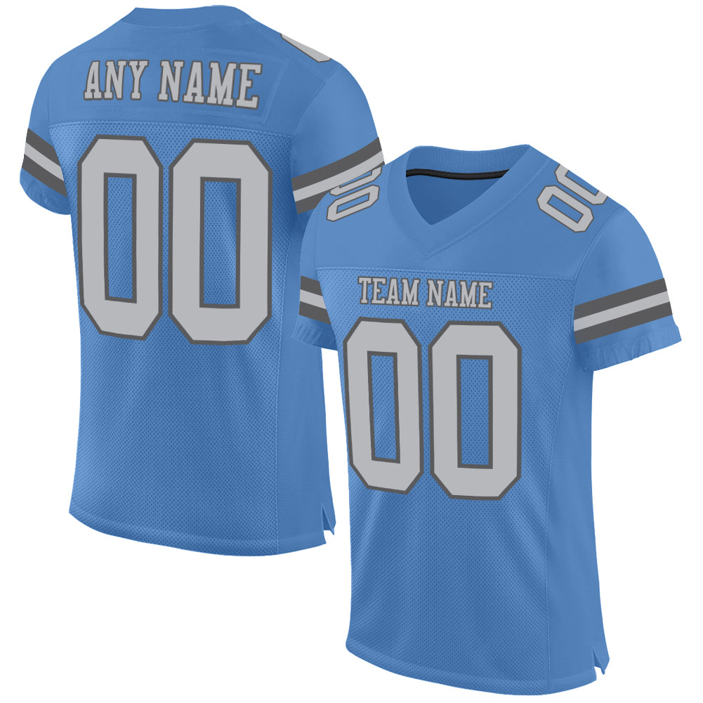 Custom Light Blue Gray-Steel Gray Mesh Authentic Football Jersey - Sky-Custom