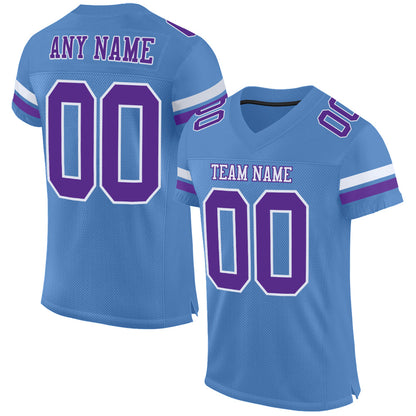 Custom Light Blue Purple-White Mesh Authentic Football Jersey - Sky-Custom