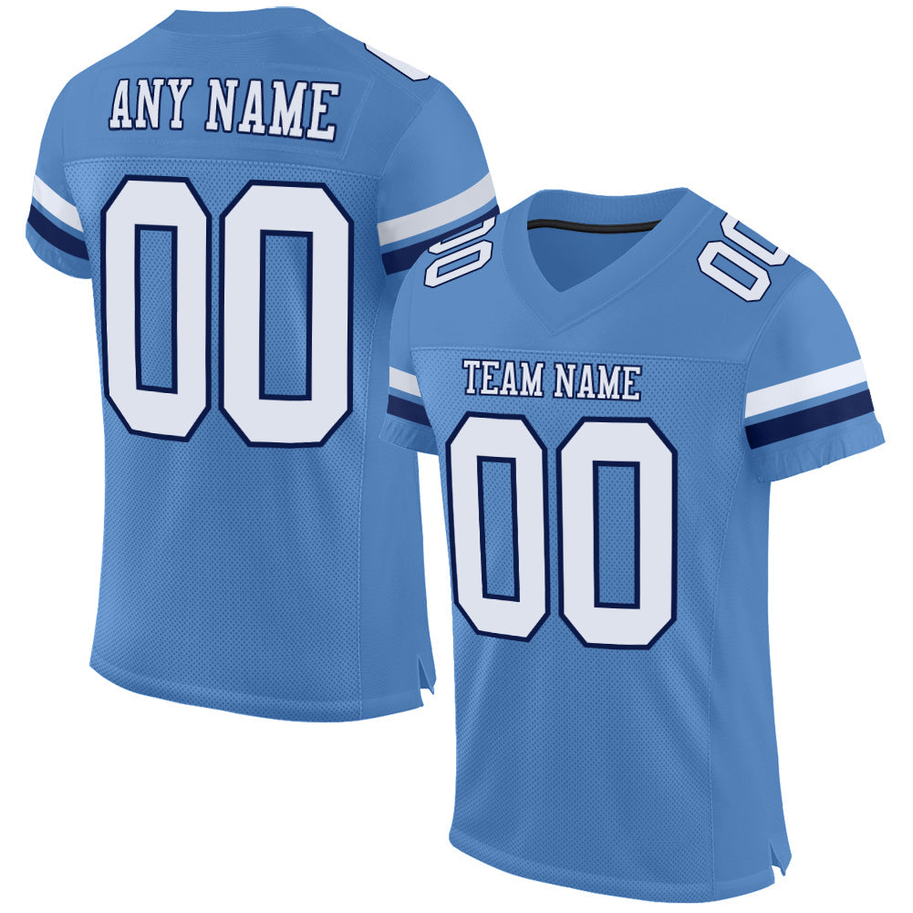 Custom Light Blue White-Navy Mesh Authentic Football Jersey - Sky-Custom