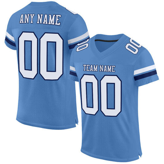 Custom Light Blue White-Navy Mesh Authentic Football Jersey - Sky-Custom