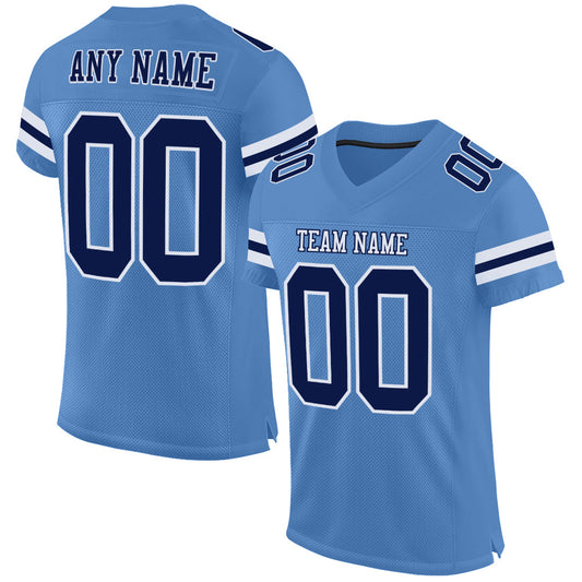 Custom Light Blue Navy-White Mesh Authentic Football Jersey - Sky-Custom