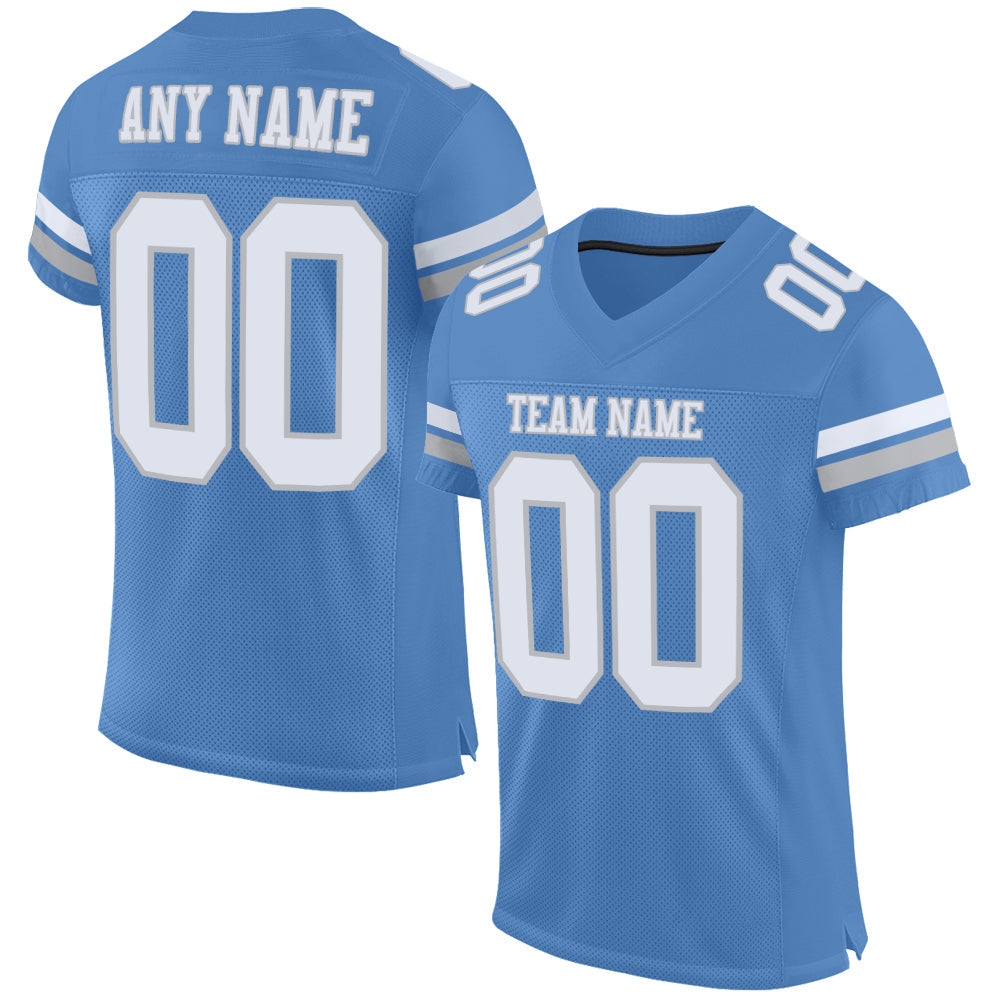 Custom Light Blue White-Gray Mesh Authentic Football Jersey - Sky-Custom