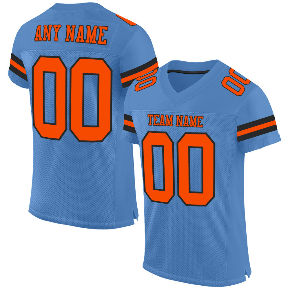 Custom Light Blue Orange-Black Mesh Authentic Football Jersey - Sky-Custom