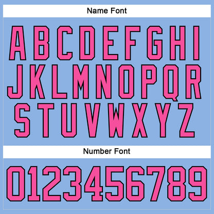 Custom Light Blue Pink-Black Hockey Lace Neck Jersey - Sky-Custom