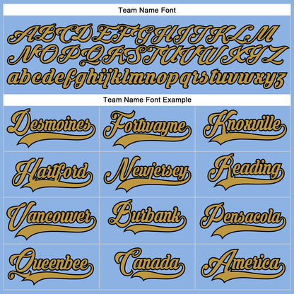 Custom Light Blue Old Gold-Black Hockey Lace Neck Jersey - Sky-Custom