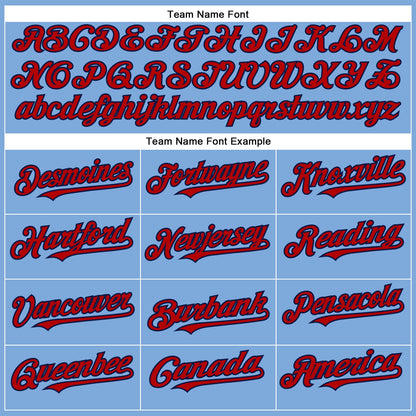 Custom Light Blue Red-Navy Authentic Baseball Jersey - Sky-Custom