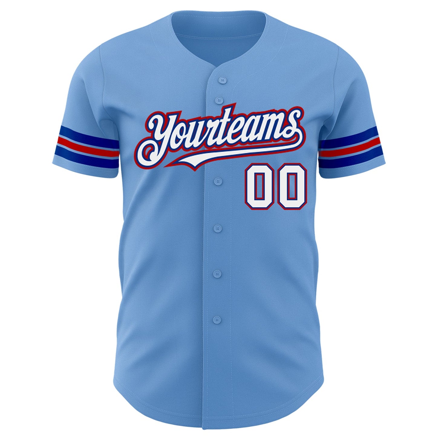 Custom Light Blue White Royal-Red Authentic Baseball Jersey - Sky-Custom