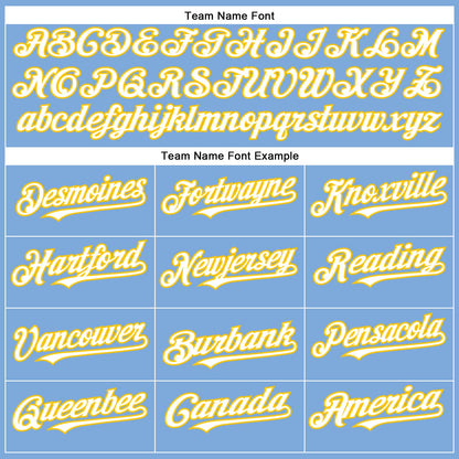Custom Light Blue White-Yellow Authentic Baseball Jersey - Sky-Custom