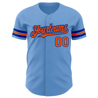 Custom Light Blue Orange-Royal Authentic Baseball Jersey - Sky-Custom