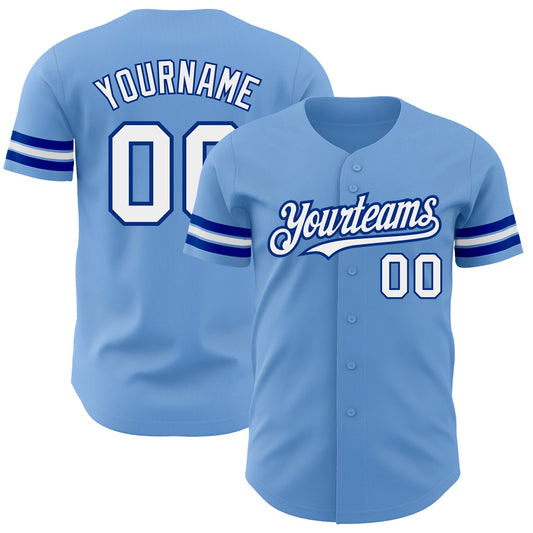 Custom Light Blue White-Royal Authentic Baseball Jersey - Sky-Custom