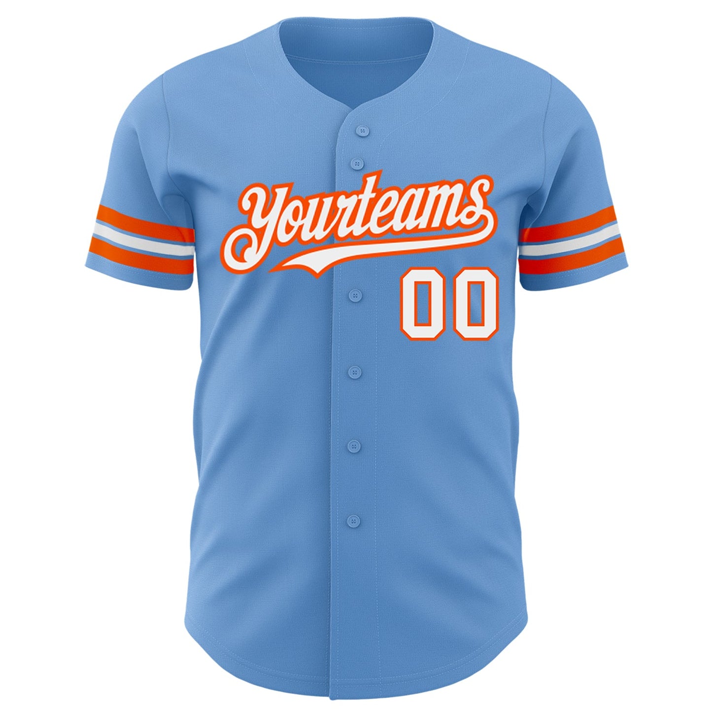 Custom Light Blue White-Orange Authentic Baseball Jersey - Sky-Custom