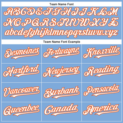 Custom Light Blue White-Orange Authentic Baseball Jersey - Sky-Custom