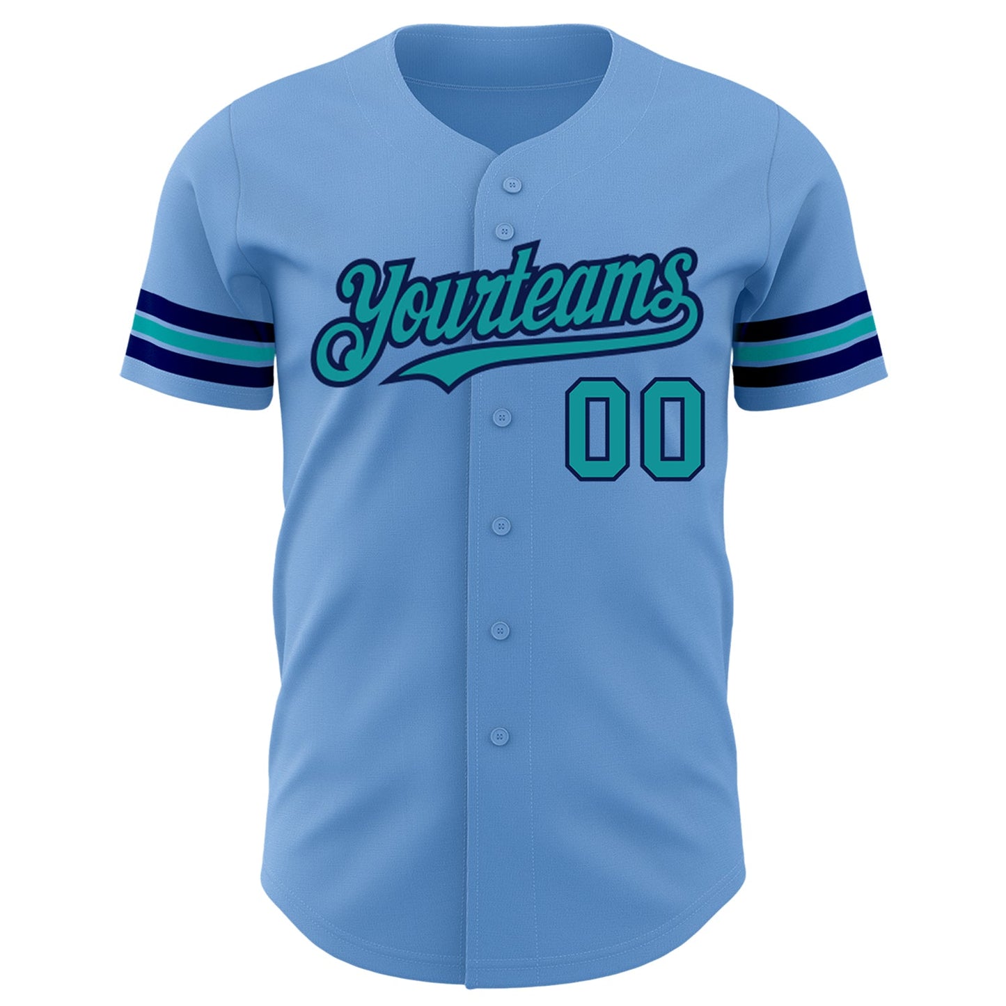 Custom Light Blue Teal-Navy Authentic Baseball Jersey - Sky-Custom