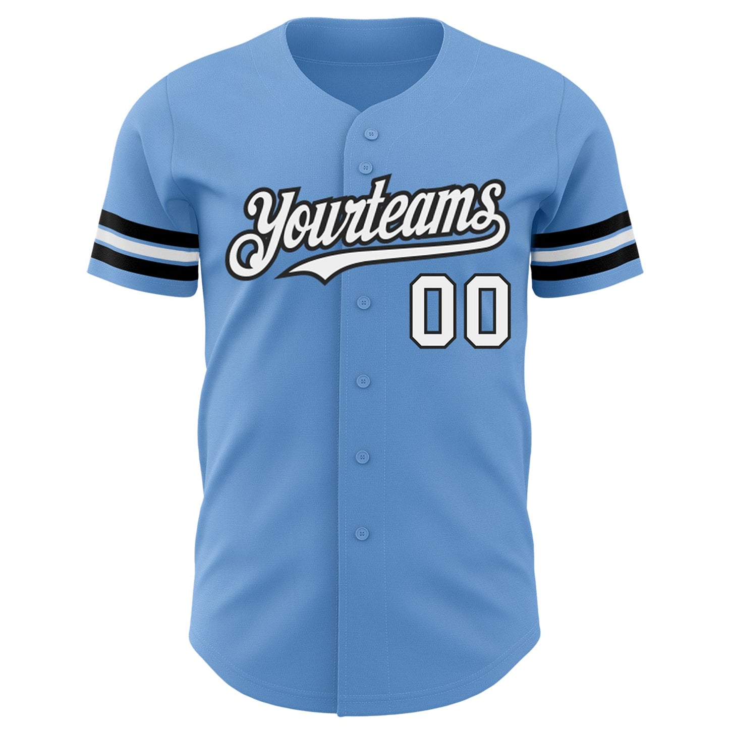 Custom Light Blue White-Black Authentic Baseball Jersey - Sky-Custom