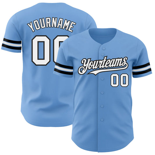 Custom Light Blue White-Black Authentic Baseball Jersey - Sky-Custom