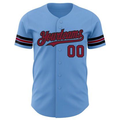 Custom Light Blue Crimson-Black Authentic Baseball Jersey - Sky-Custom