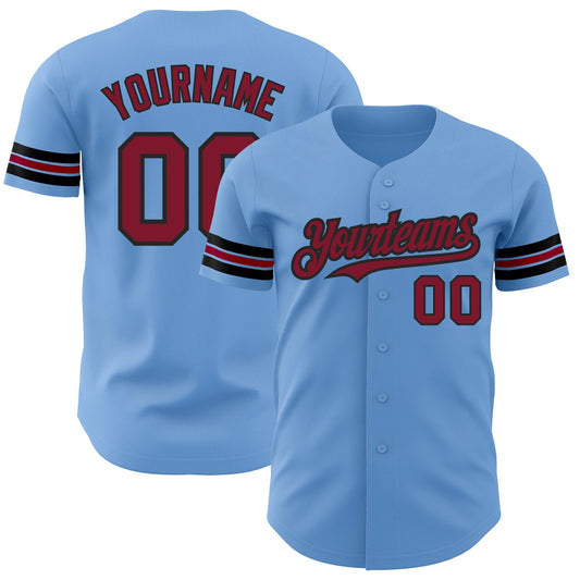 Custom Light Blue Crimson-Black Authentic Baseball Jersey - Sky-Custom