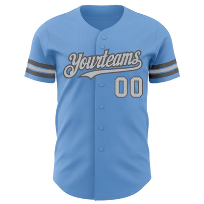 Custom Light Blue Gray-Steel Gray Authentic Baseball Jersey - Sky-Custom