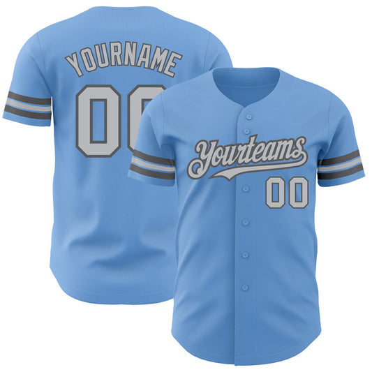 Custom Light Blue Gray-Steel Gray Authentic Baseball Jersey - Sky-Custom