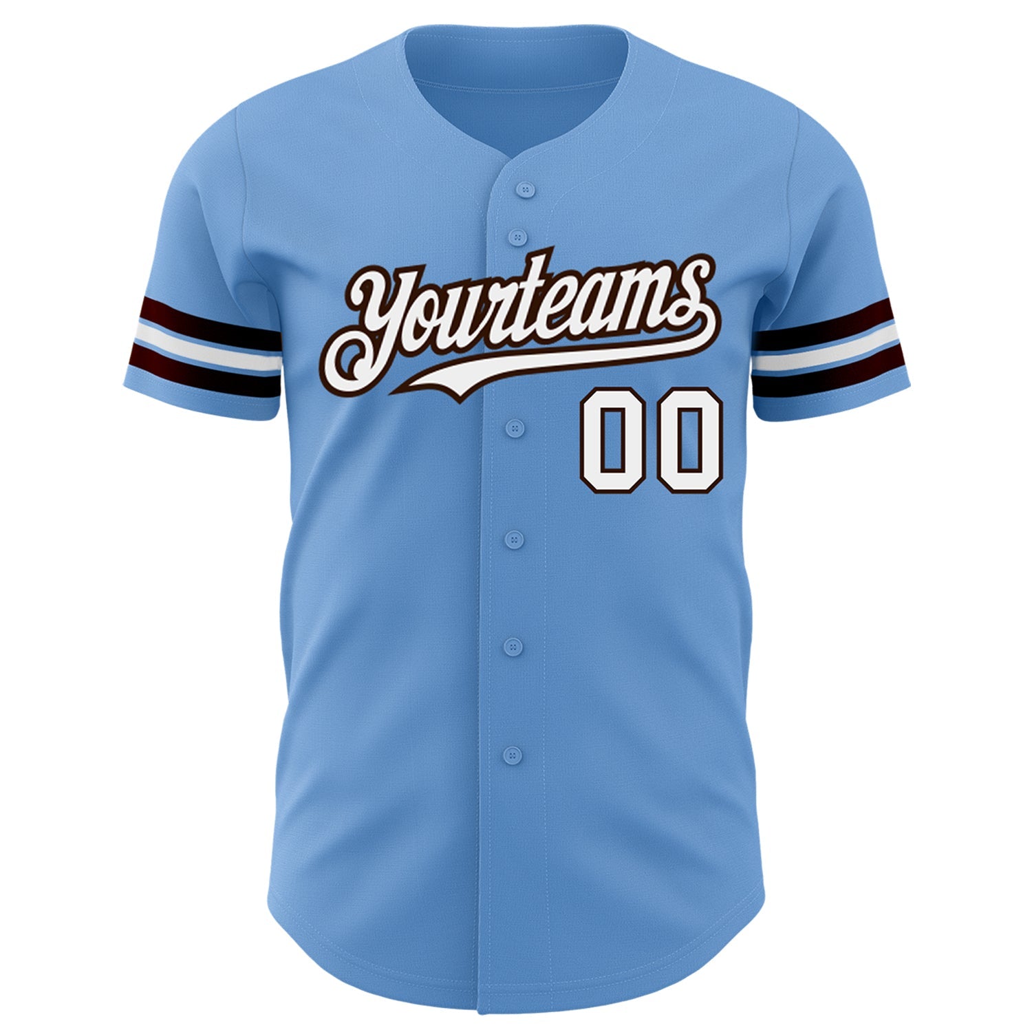 Custom Light Blue White-Brown Authentic Baseball Jersey - Sky-Custom