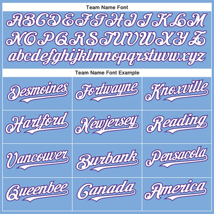 Custom Light Blue White-Purple Authentic Baseball Jersey - Sky-Custom