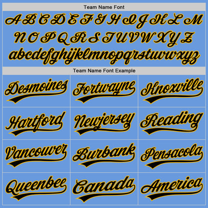 Custom Light Blue Gold-Black Authentic Throwback Baseball Jersey - Sky-Custom