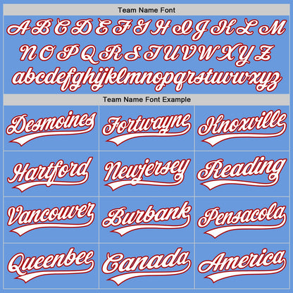 Custom Light Blue White-Red Authentic Throwback Baseball Jersey - Sky-Custom