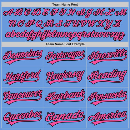 Custom Light Blue Pink-Black Authentic Throwback Baseball Jersey - Sky-Custom