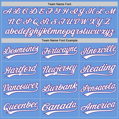 Custom Light Blue White-Purple Authentic Throwback Baseball Jersey - Sky-Custom