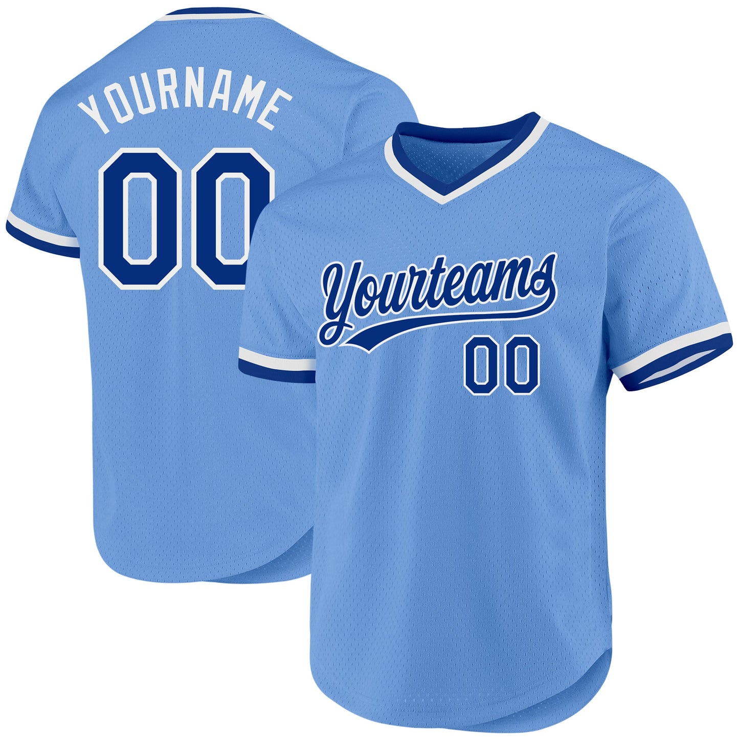 Custom Light Blue Royal-White Authentic Throwback Baseball Jersey - Sky-Custom