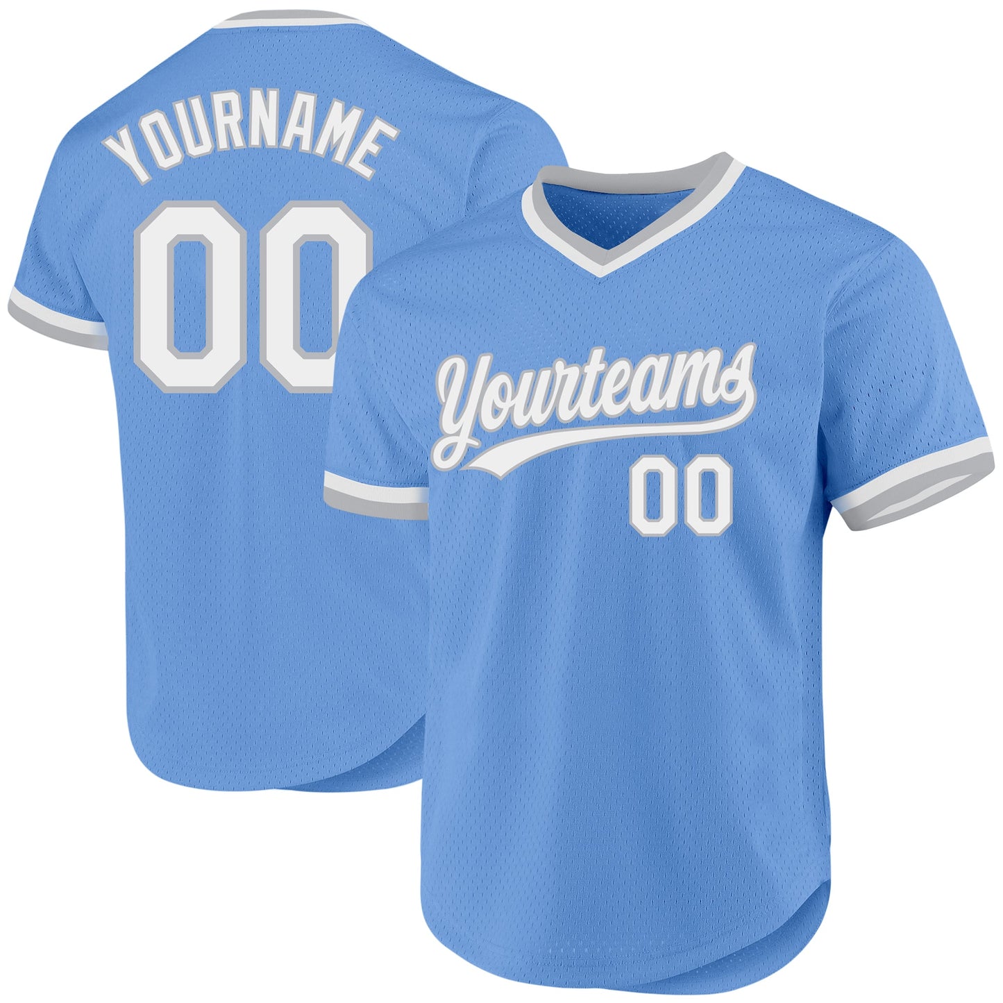 Custom Light Blue White-Gray Authentic Throwback Baseball Jersey - Sky-Custom