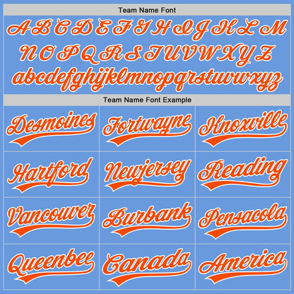 Custom Light Blue Orange-White Authentic Throwback Baseball Jersey - Sky-Custom