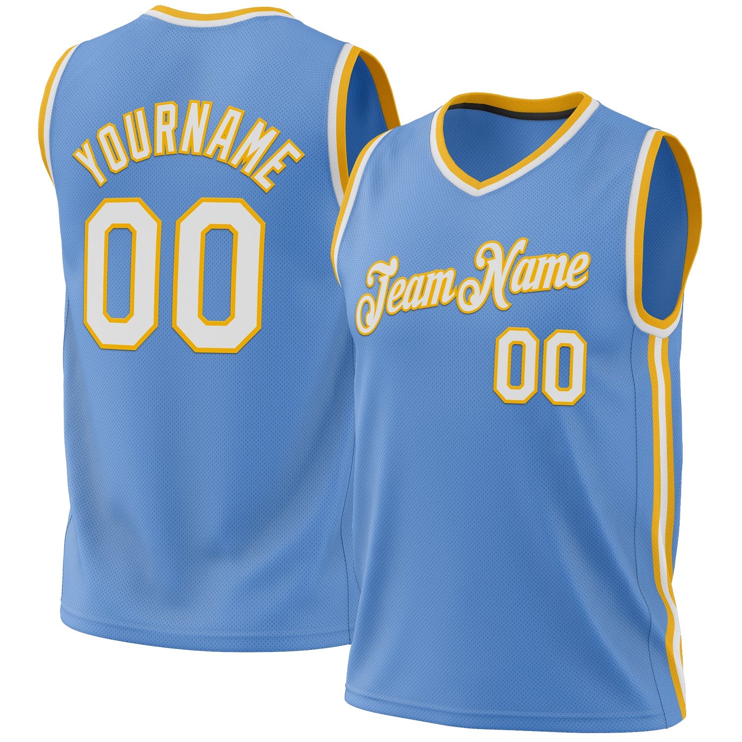 Custom Light Blue White-Gold Authentic Throwback Basketball Jersey - Sky-Custom