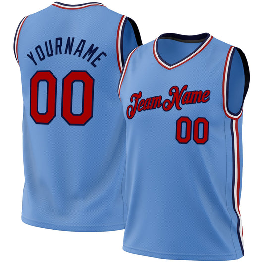 Custom Light Blue Red-Navy Authentic Throwback Basketball Jersey - Sky-Custom