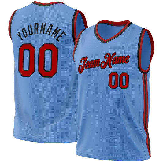 Custom Light Blue Red-Black Authentic Throwback Basketball Jersey - Sky-Custom